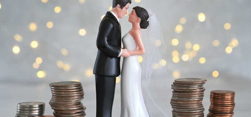 wedding expenses concept bride and groom with st