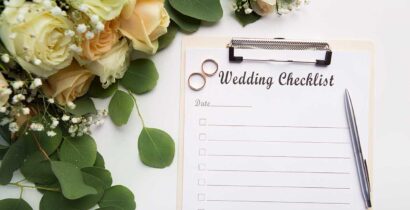creative wedding planning checklist with roses